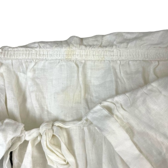 Reformation 100% Linen Ruffled Tie Back Top White Medium - Picture 7 of 12